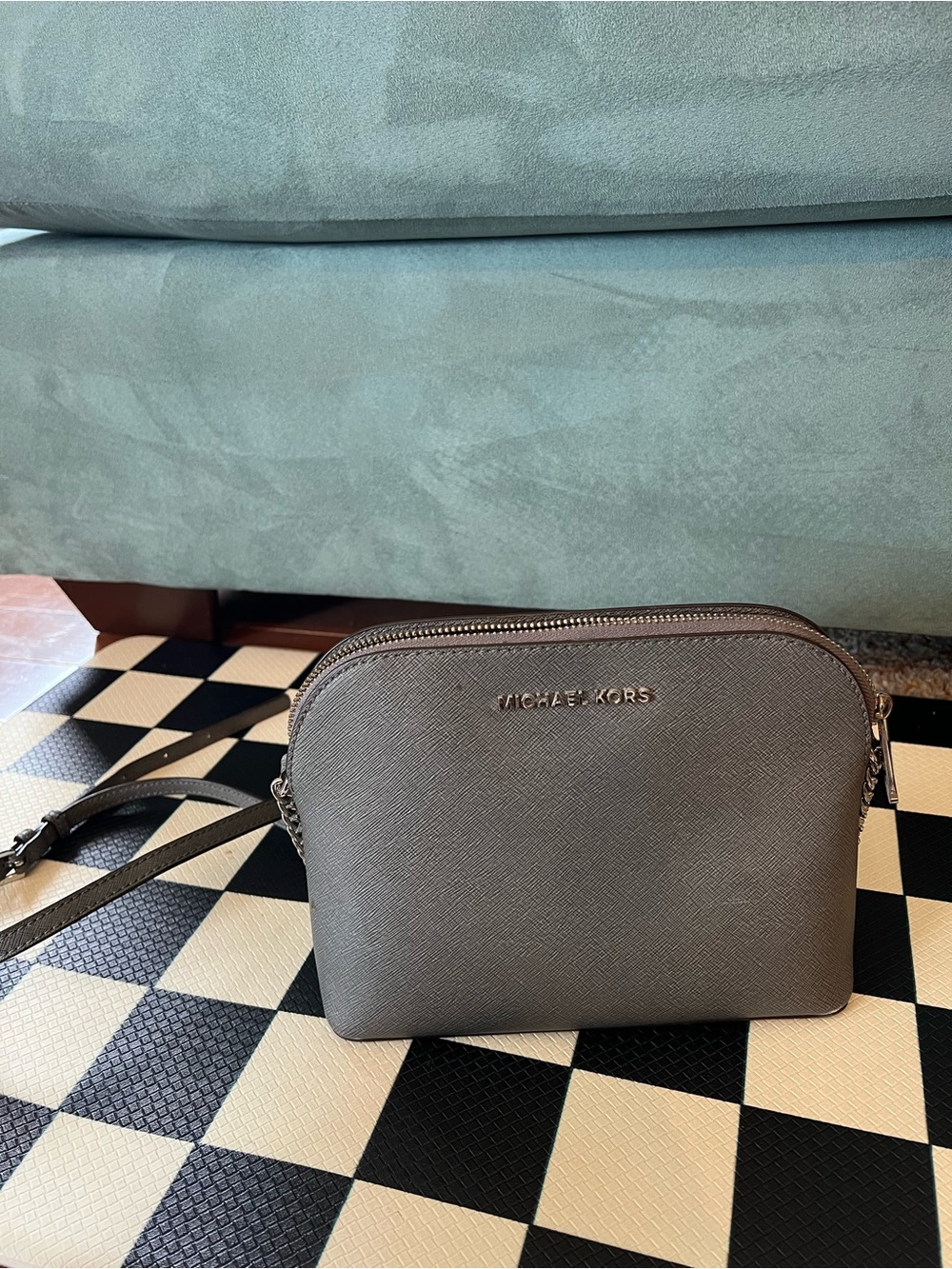 Michael Kors Gray Saffiano Crossbody Bag
